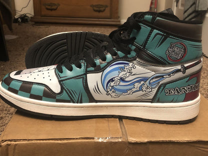 Tanjiro Kamado Sneakers Custom Water Breathing Anime Demon Slayer Leather Shoes - 7 - GearAnime
