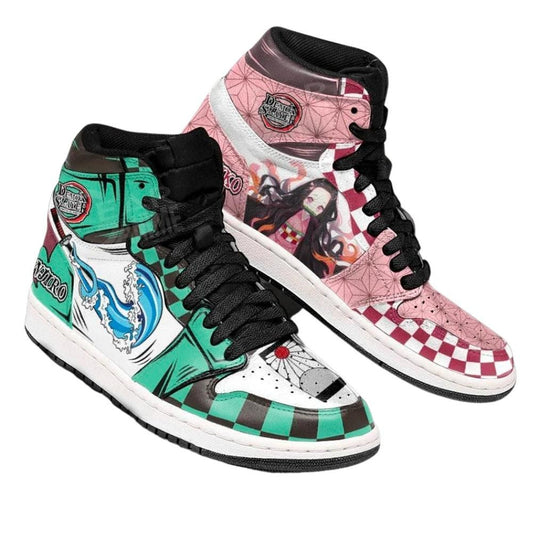 Kamado Brothers Tanji and Nezu J1 Sneakers - Custom Anime Design