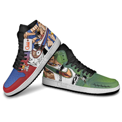 Luffy and Roronoa Zoro J1 Sneakers - Custom Anime Design
