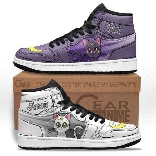 Luna and Artemis J1s Sneakers Custom Anime Sailor Moon Shoes - 1 - GearAnime