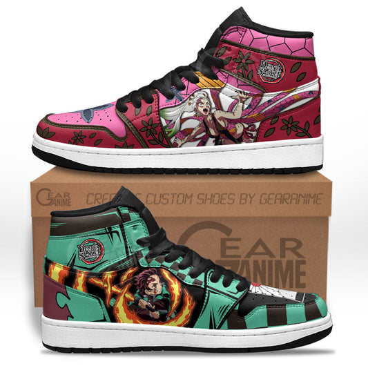 Tanjiro's Bloodied Rage vs Daki Sneakers Custom Demon Slayer Anime Shoes - 1 - GearAnime