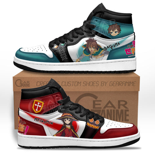 Megumin and Kazuma Satou Sneakers KonoSuba Custom Anime ShoesGear Anime