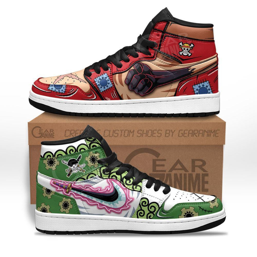 Zoro and Luffy Sneakers Custom Wano Arc Anime One Piece Shoes - 1 - GearAnime
