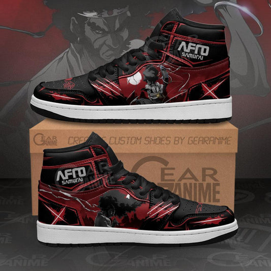 Afro Samurai Sneakers Black Red Custom Anime Shoes MN11 - 1 - GearAnime