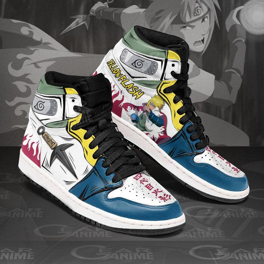 Minato Sneakers Custom Yellow Flash Kunai Anime Shoes - 2 - GearAnime
