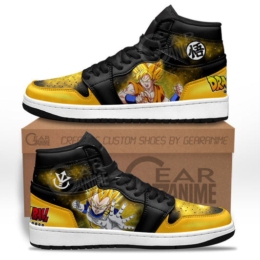 Vegeta and Goku Super Saiyan Sneakers Custom Dragon Ball Anime Shoes Mix GalaxyGear Anime