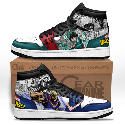 All Might and Deku Sneakers My Hero Academia Custom Manga Anime Shoes Gear Anime