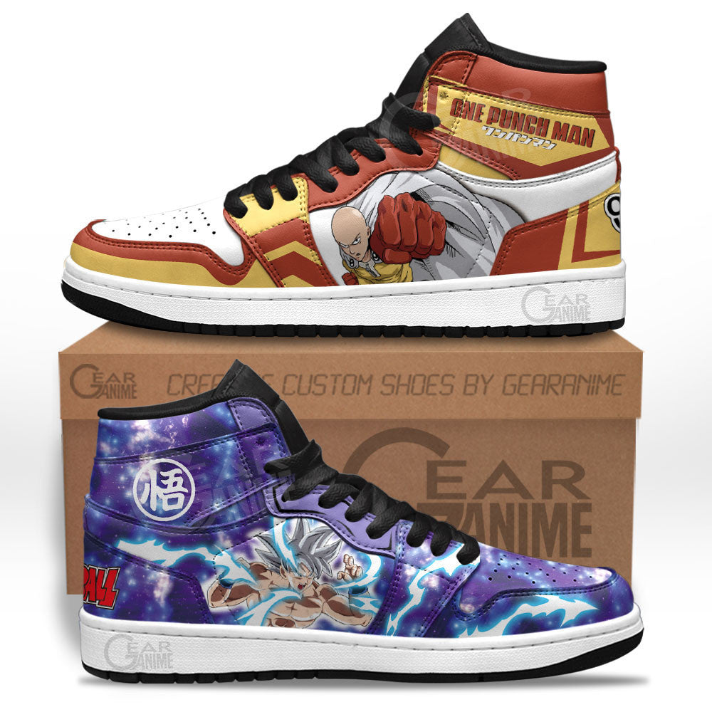 Goku Ultra Instinct and Saitama Anime Custom Shoes Gear Anime