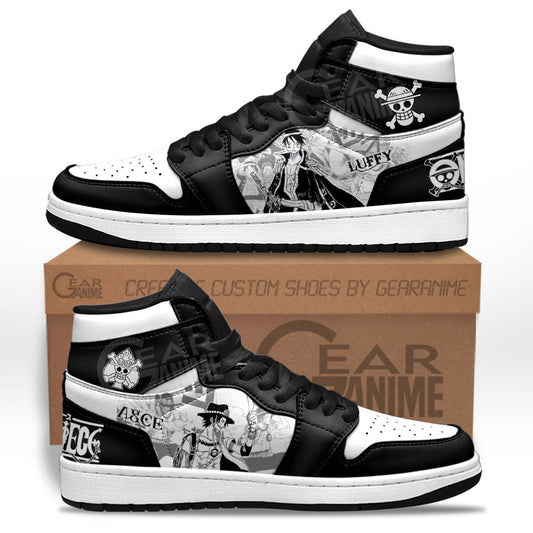 Luffy and Ace Sneakers Custom One Piece Shoes Manga Style for OtakuGear Anime