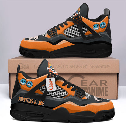 Portgas D. Ace J4 Sneakers Anime Personalized Shoes MN2903 - Gear Anime
