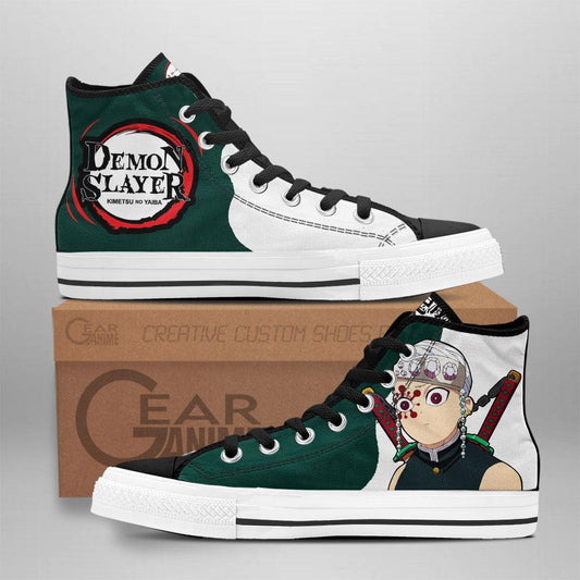 Demon Slayer Uzui Tengen Funny Face High Top Shoes Funny Custom Anime Sneakers - 1 - GearAnime