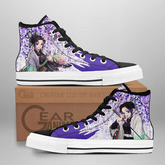 Demon Slayer Shinobu Kocho High Top Shoes Custom Anime Sneakers Wisteria Style - 1 - GearAnime