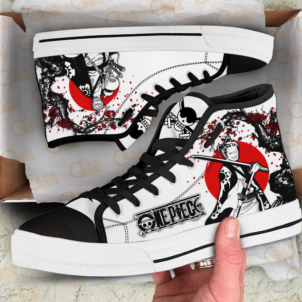 Zoro Wano Arc Classic High-Top Sneakers - Custom Anime Design