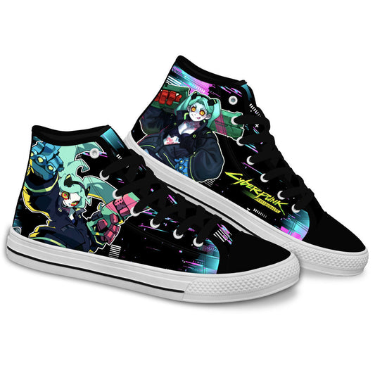 Cyberpunk Rebecca Anime Custom High Top Shoes Gear Anime