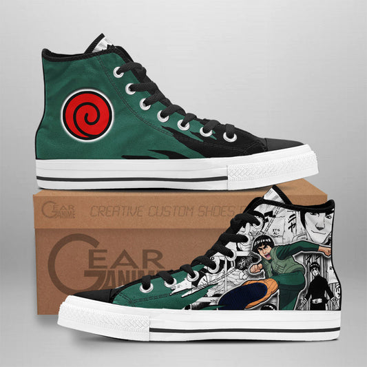 Might Guy Classic High-Top Sneakers - Custom Anime Design