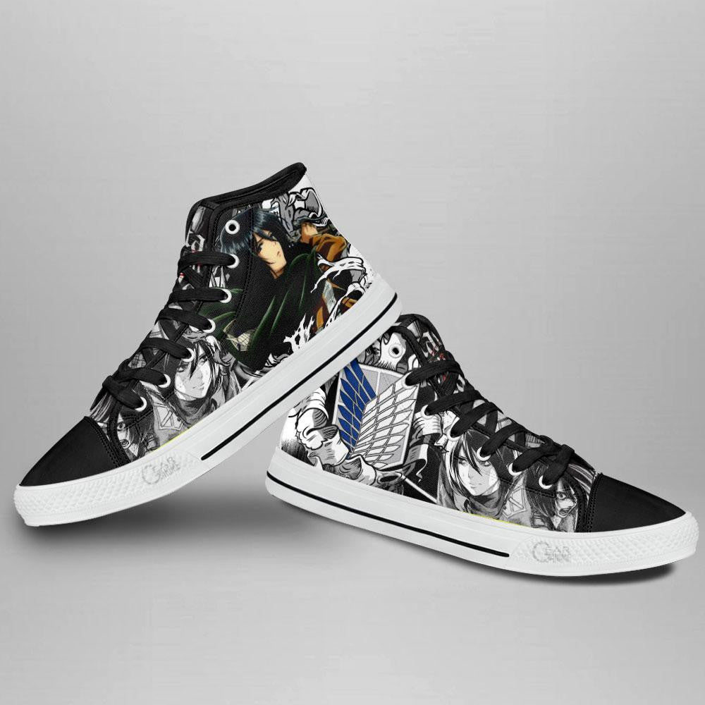 Mikasa Ackerman High Top Shoes Custom Anime Attack On Titan Sneakers - 4 - GearAnime