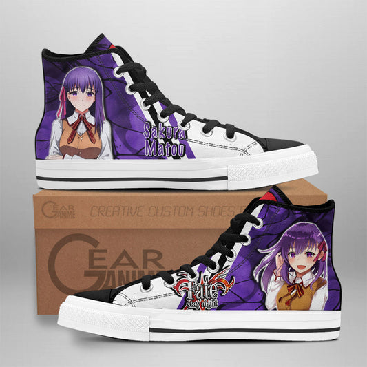 Sakura Matou Classic High-Top Sneakers - Custom Anime Design