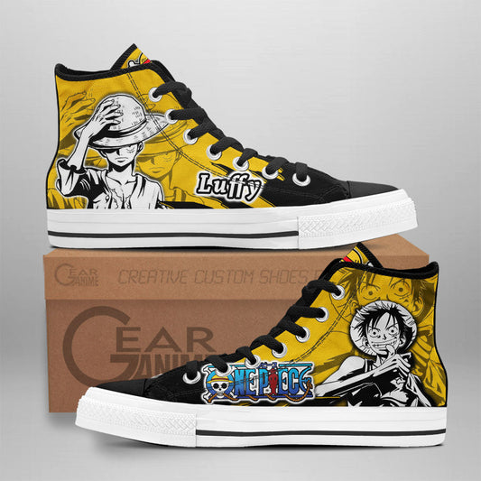 Luffy Classic High-Top Sneakers - Custom Anime Design