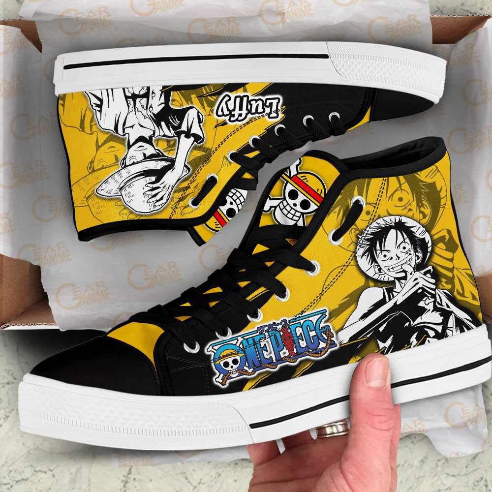 Luffy Classic High-Top Sneakers - Custom Anime Design