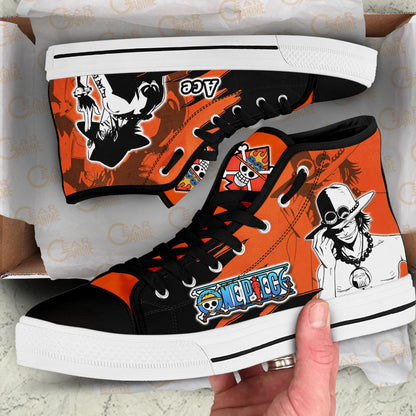 Portgas D. Ace Classic High-Top Sneakers - Custom Anime Design
