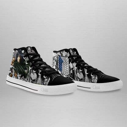 Mikasa Ackerman High Top Shoes Custom Anime Attack On Titan Sneakers - 3 - GearAnime