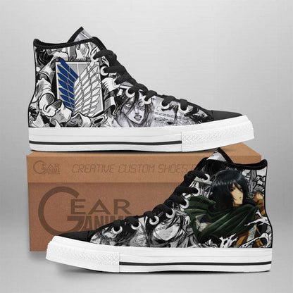 Mikasa Ackerman High Top Shoes Custom Anime Attack On Titan Sneakers - 1 - GearAnime