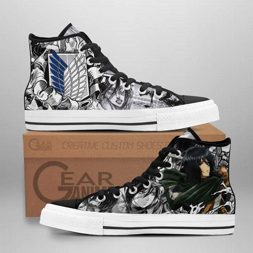 Mikasa Ackerman High Top Shoes Custom Anime Attack On Titan Sneakers - 1 - GearAnime
