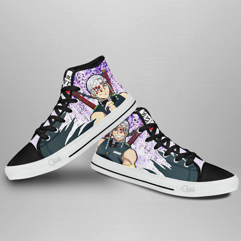 Demon Slayer Tengen Uzui High Top Shoes Custom Anime Sneakers Wisteria Style - 3 - GearAnime