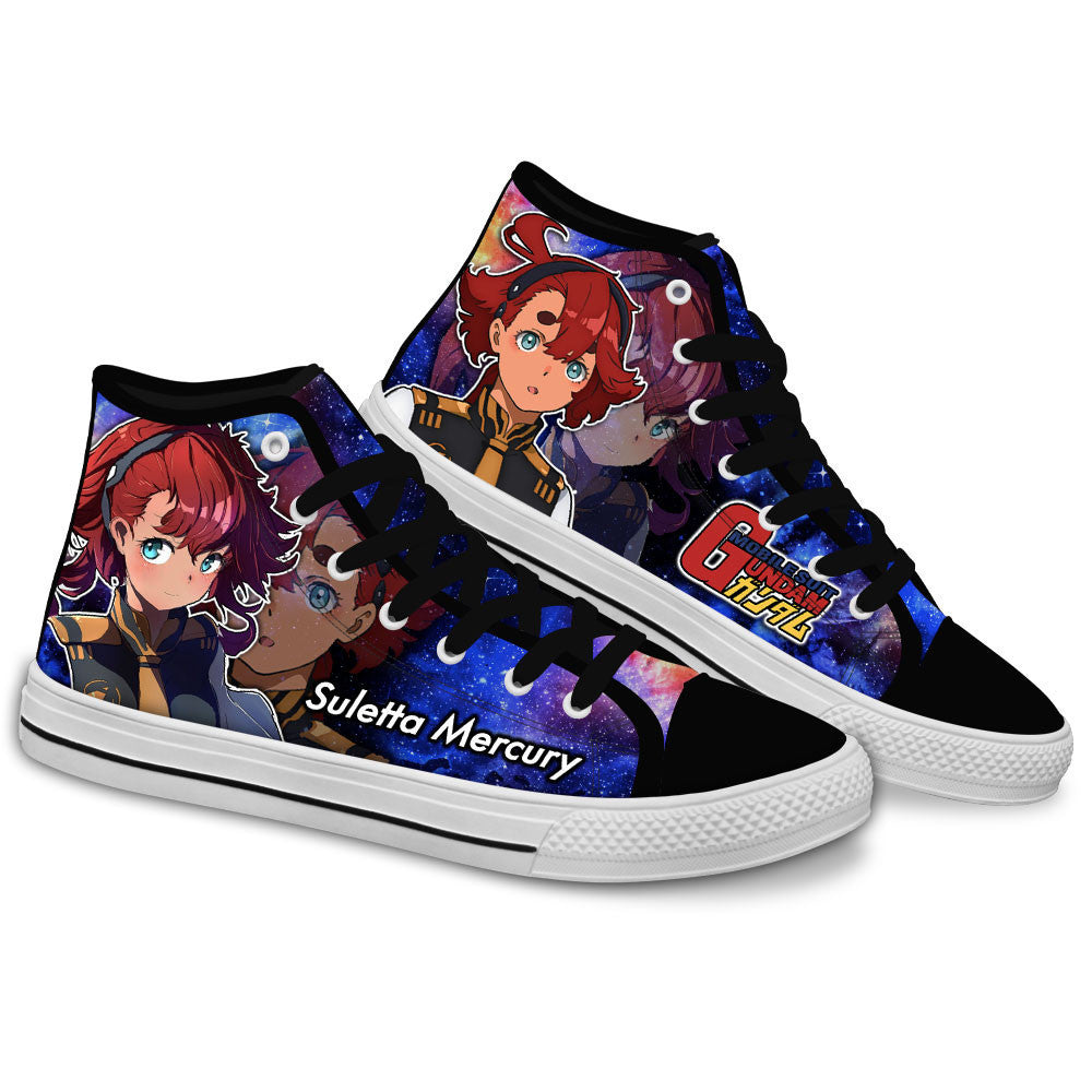 Suletta Mercury Anime Custom High Top Shoes Gear Anime