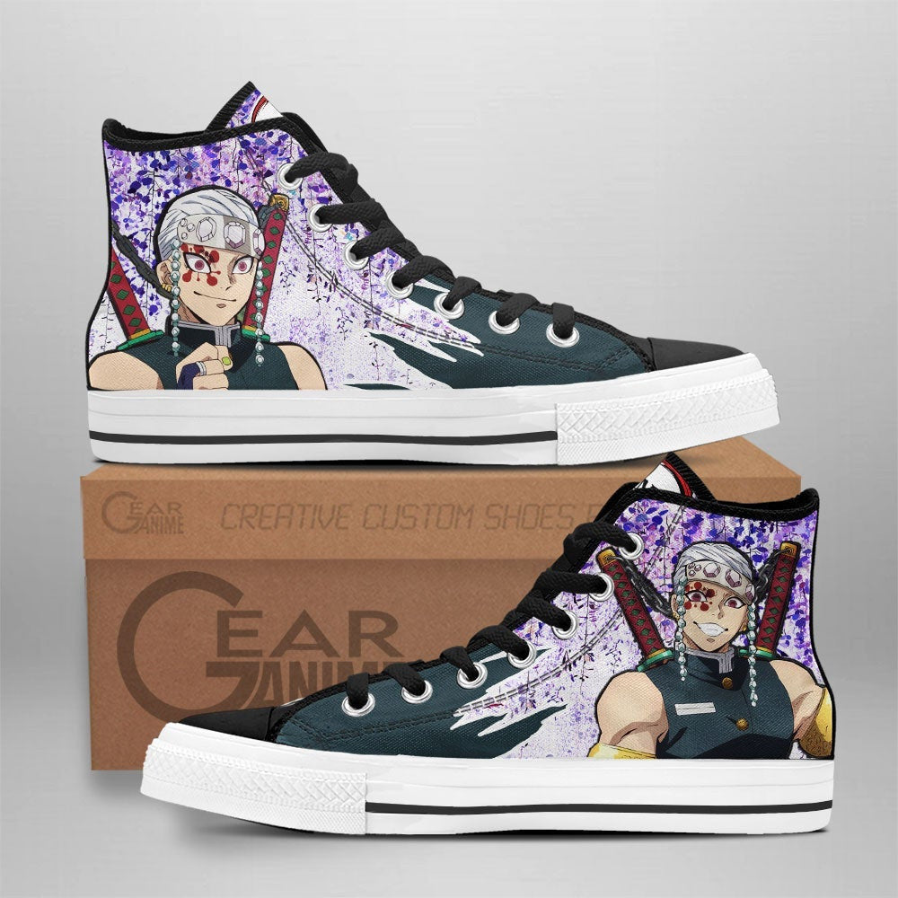 Demon Slayer Tengen Uzui High Top Shoes Custom Anime Sneakers Wisteria Style - 1 - GearAnime
