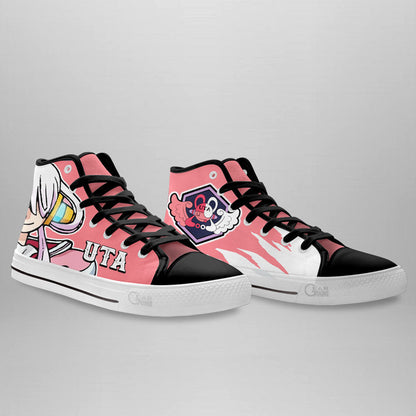 Uta High Top Shoes One Piece Red Custom Anime Sneakers Gear Anime