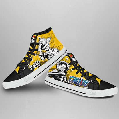 Luffy Classic High-Top Sneakers - Custom Anime Design