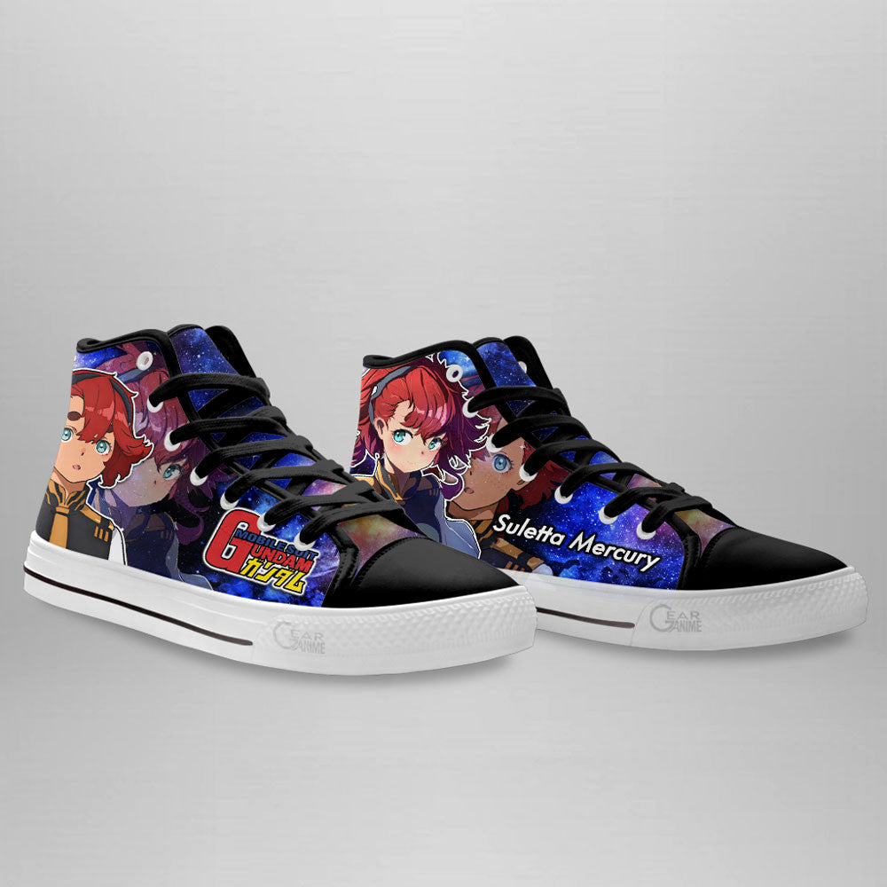 Mobile Suit Gundam Suletta Mercury Anime Custom High Top Shoes Gear Anime