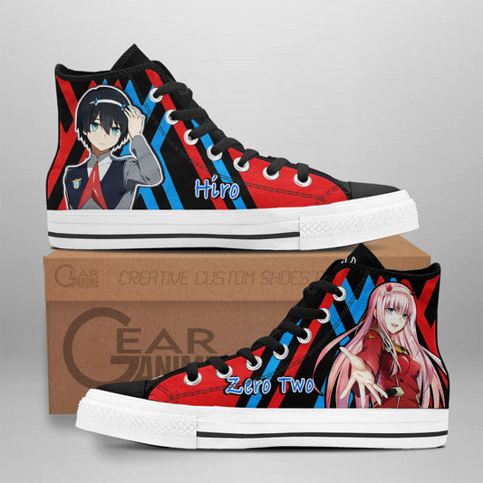 Zero Two and Hiro High-Top Shoes Anime Custom
