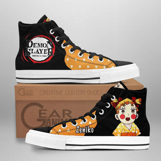 Demon Slayer Zenitsu Zeniko High Top Shoes Funny Custom Anime Sneakers - 1 - GearAnime