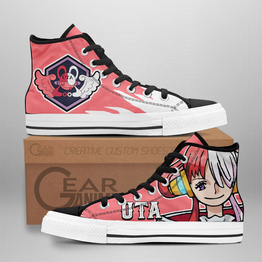 Uta High Top Shoes One Piece Red Custom Anime Sneakers Gear Anime