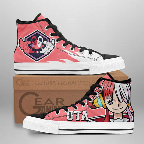 Uta High Top Shoes One Piece Red Custom Anime Sneakers Gear Anime