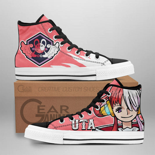 Uta High Top Shoes One Piece Red Custom Anime Sneakers Gear Anime