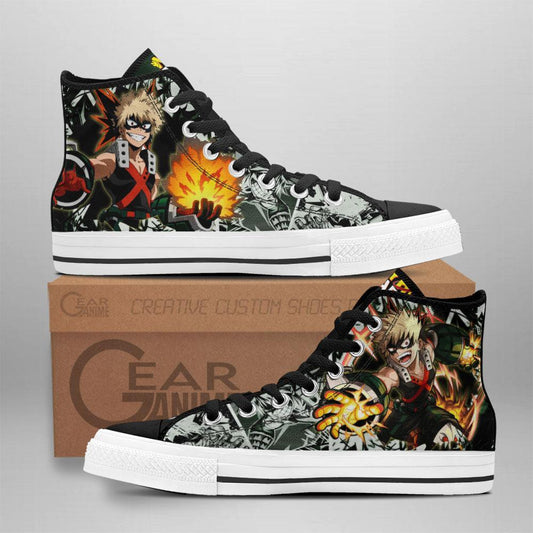 Katsuki Bakugo High Top Shoes Custom Anime My Hero Academia Sneakers - 1 - GearAnime