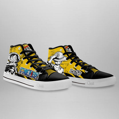 Luffy Classic High-Top Sneakers - Custom Anime Design