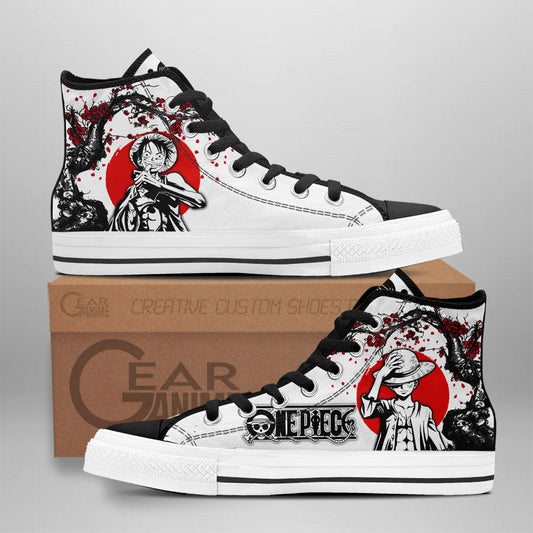 Luffy Classic High-Top Sneakers - Custom Anime Design