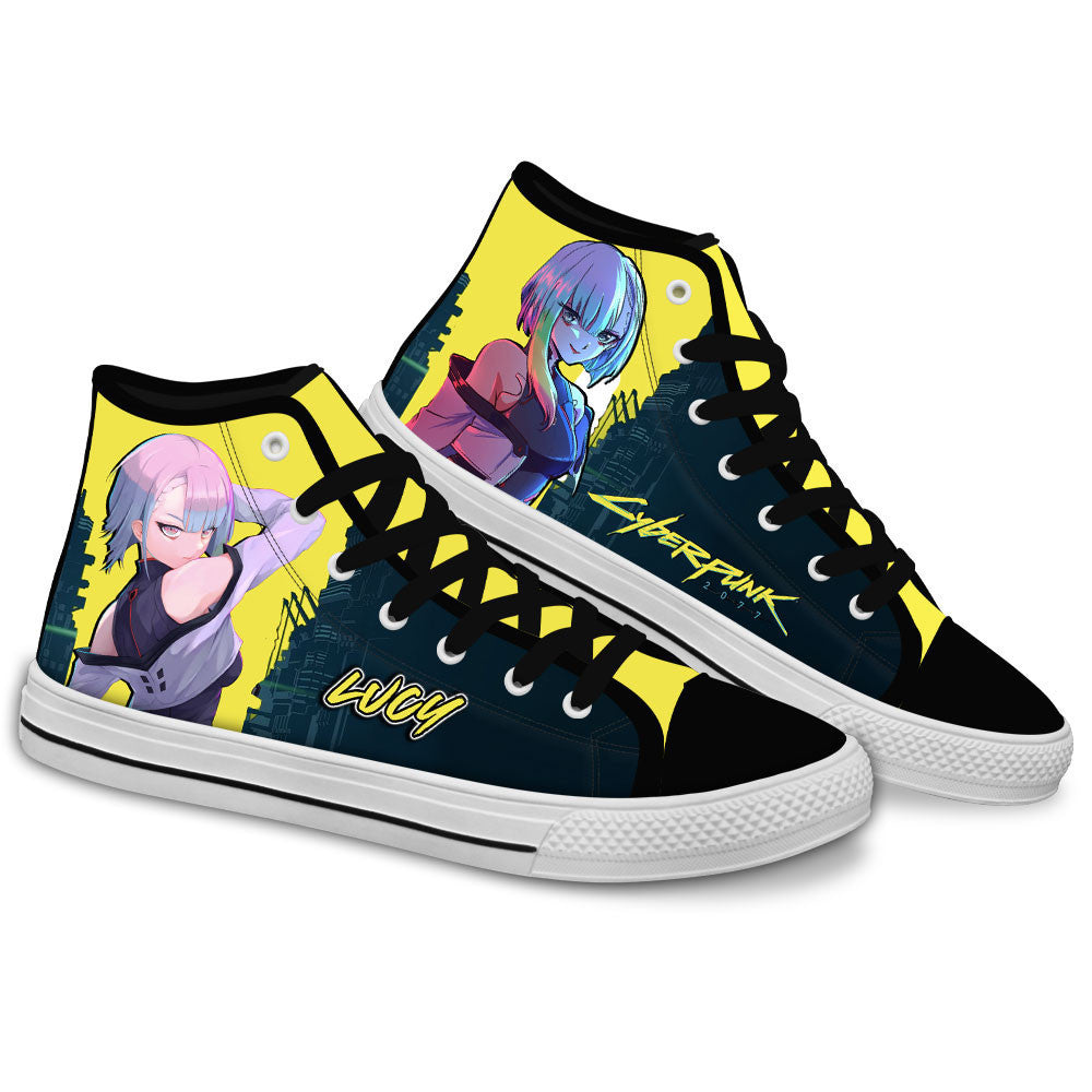 Cyberpunk Lucy Custom High Top Shoes For Anime Fans Gear Anime