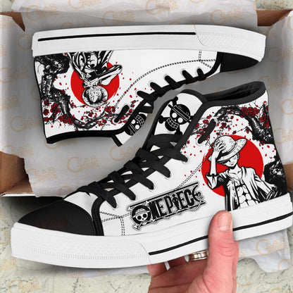 Luffy Classic High-Top Sneakers - Custom Anime Design