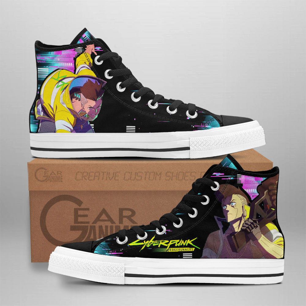 Cyberpunk Edgerunners David Martinez Anime Custom High Top Shoes Gear Anime