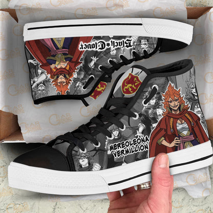Mereoleona Vermillion High Top Shoes Custom Black Clover Anime Sneakers - 2 - GearAnime
