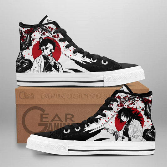Giyu and Shinobu Classic High-Top Sneakers - Custom Anime Design