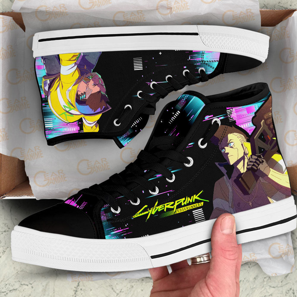 Cyberpunk Edgerunners David Martinez Anime Custom High Top Shoes Gear Anime