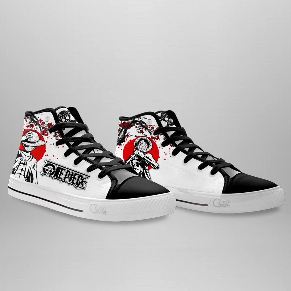 Luffy Classic High-Top Sneakers - Custom Anime Design