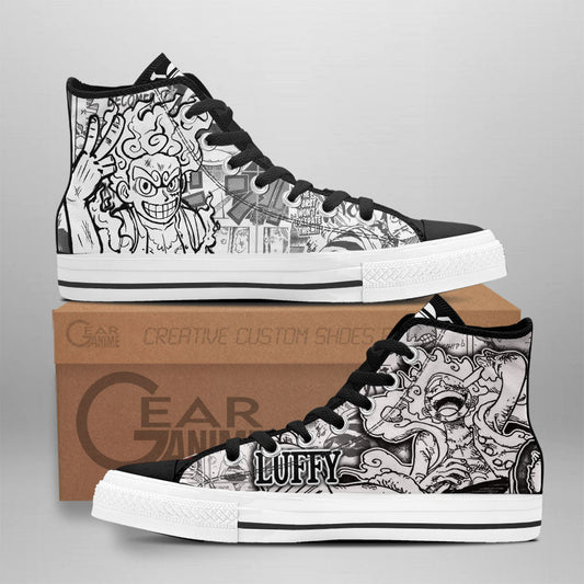 Luffy Gear 5 Classic High-Top Sneakers - Custom Anime Design