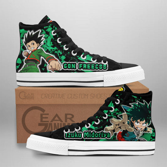 Gon Freecss and Deku Classic High-Top Sneakers - Custom Anime Design